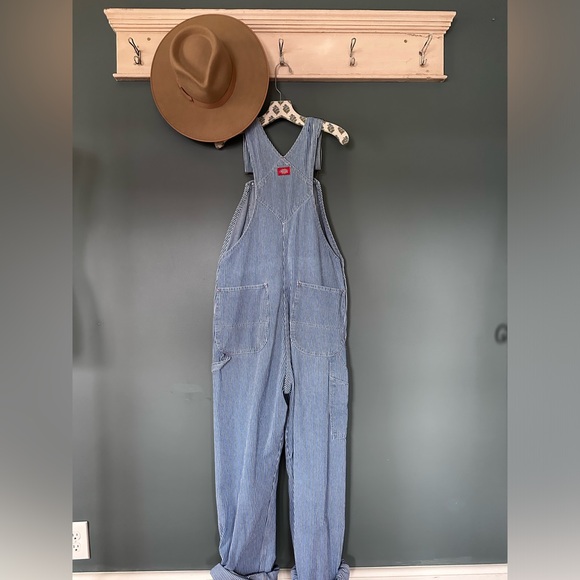 Dickies Hickory Stripe Railroad Overalls denim unisex Medium 34x34 - Picture 13 of 14